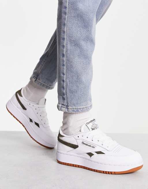 Reebok Club C Double sneaker in white and leopard print