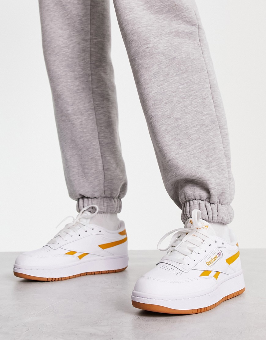 reebok - club c double - sneakers bianche e arancioni-bianco