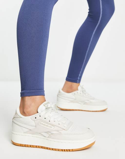 Reebok Club C Double sneaker in white and leopard print - Exclusive to ASOS