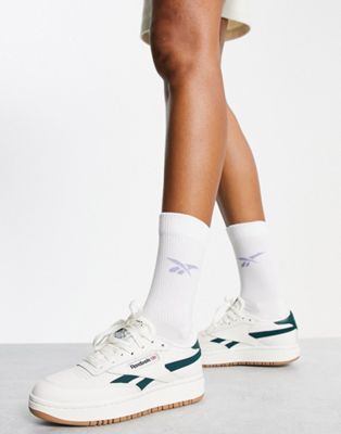 Reebok Club C Double sneakers in chalk and forest green | ASOS