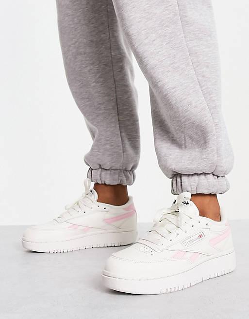 Reebok Club C Double sneakers in chalk and pink - exclusive to ASOS