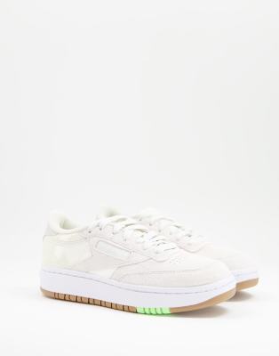 Reebok Club C Double sneakers in chalk with pink detail - Exclusive to ASOS