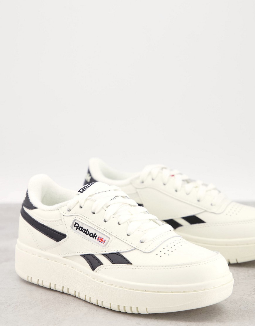 Reebok Club C Double Sneakers In Off White With Black Details