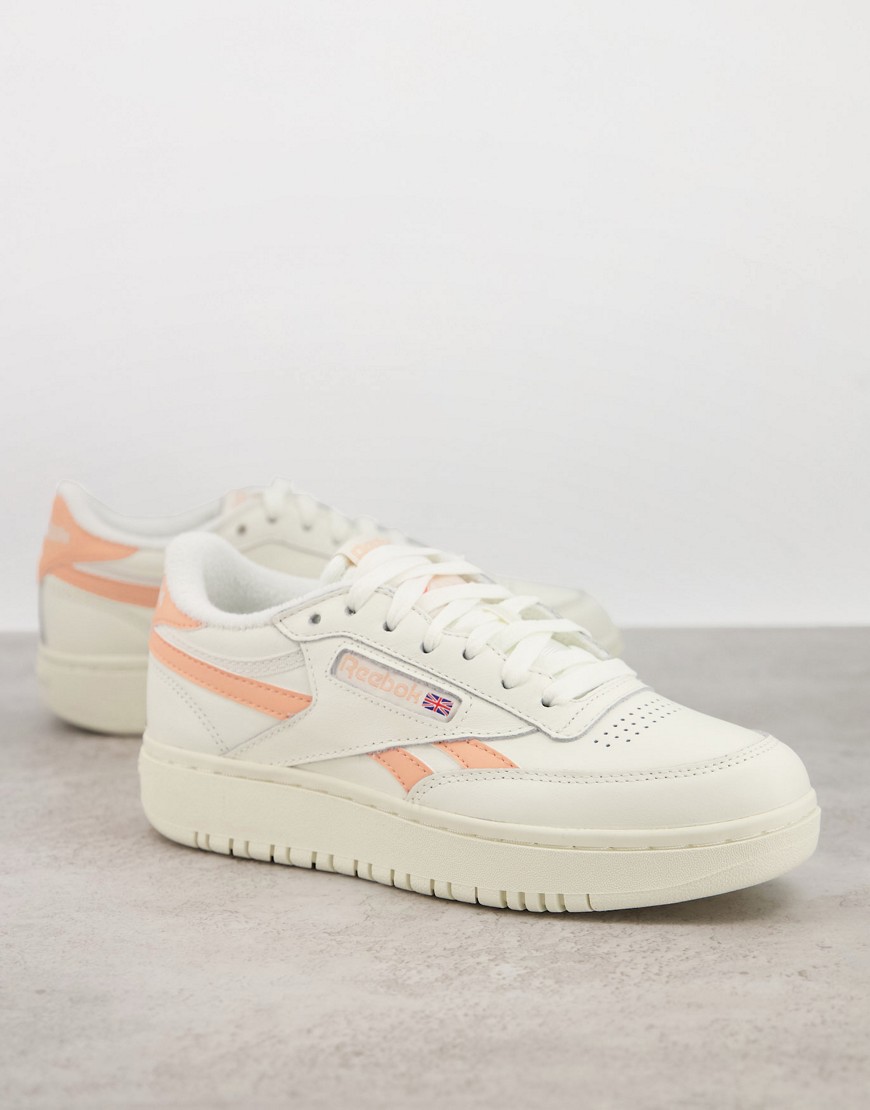 REEBOK CLUB C DOUBLE SNEAKERS IN OFF WHITE WITH ORANGE DETAILS,H04189