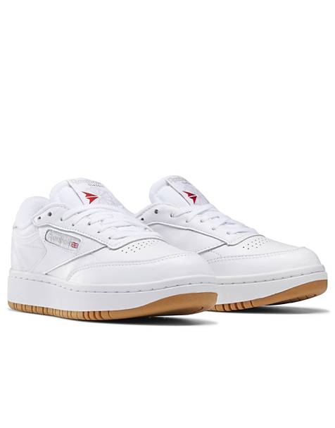 Reebok Club C Double sneakers in white and gum sole