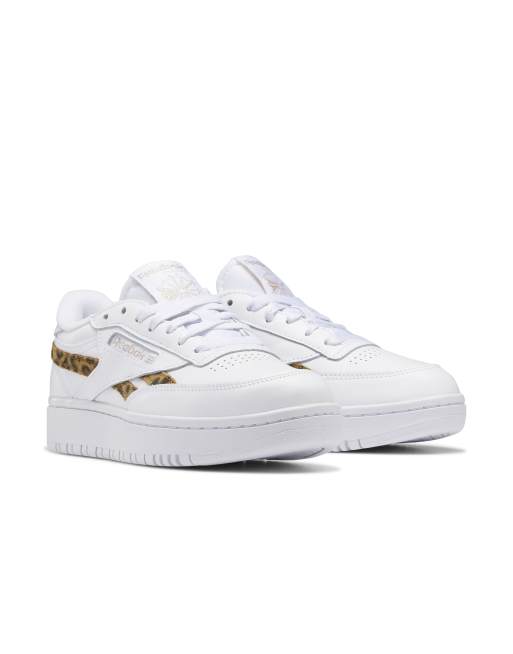 Reebok Club C Double sneakers in white and leopard - exclusive to ASOS