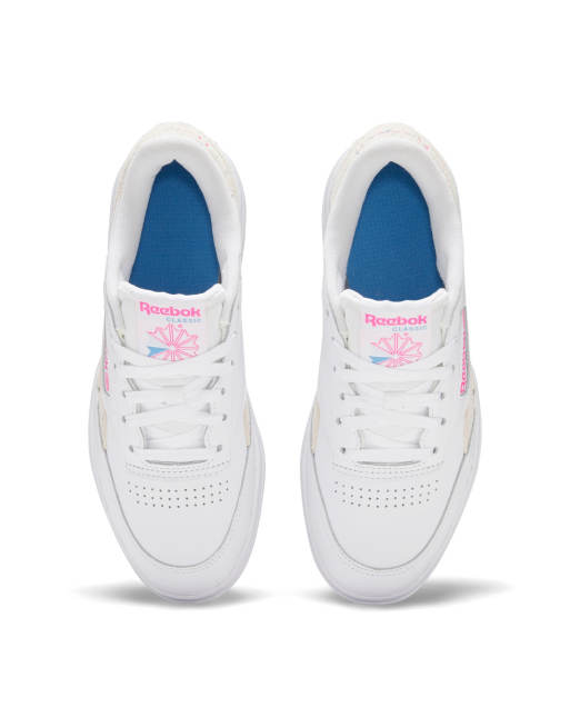 Reebok white and hot sale blue shoes