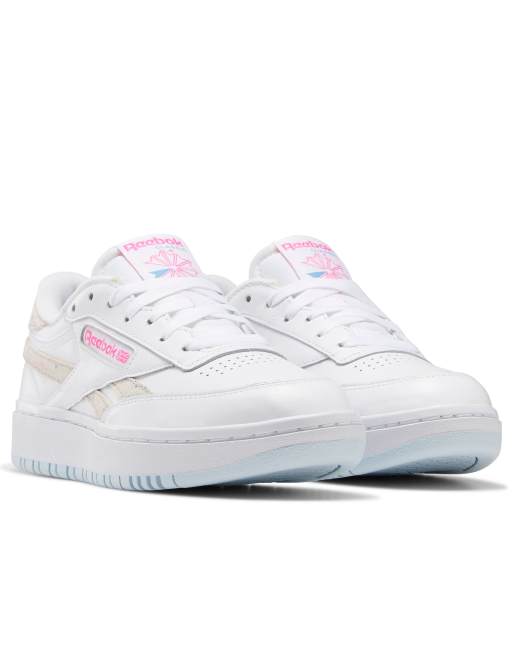 Reebok Club C Double sneakers in chalk with pink detail