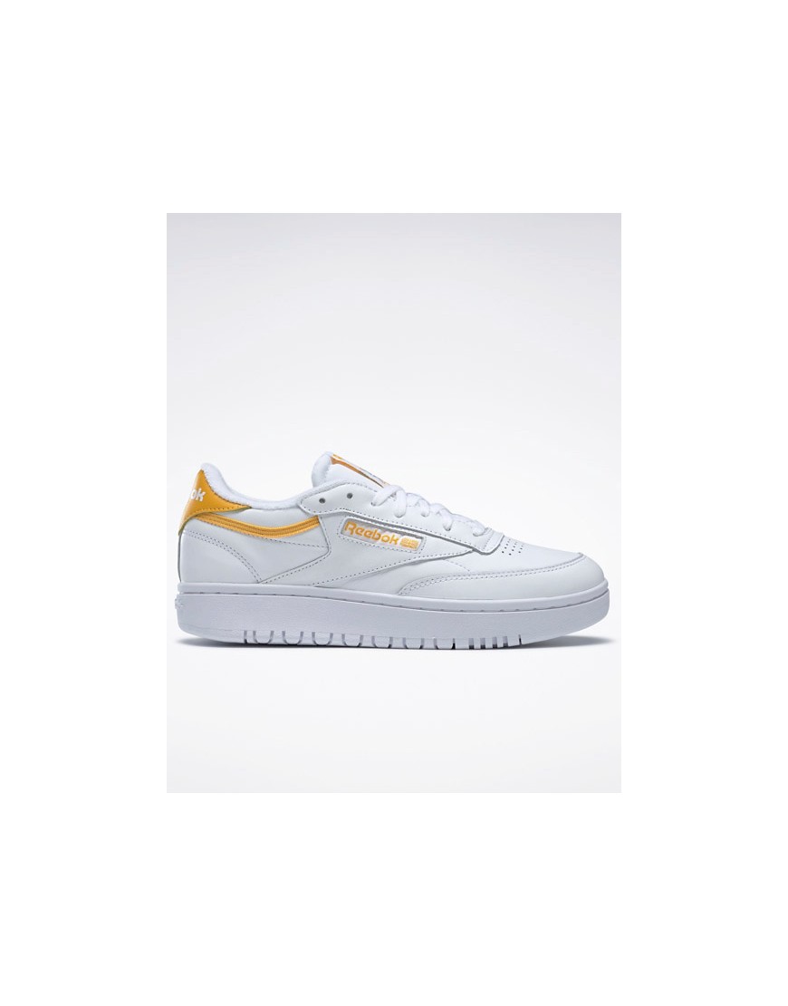 REEBOK CLUB C DOUBLE SNEAKERS IN WHITE WITH YELLOW DETAILS,EG9916
