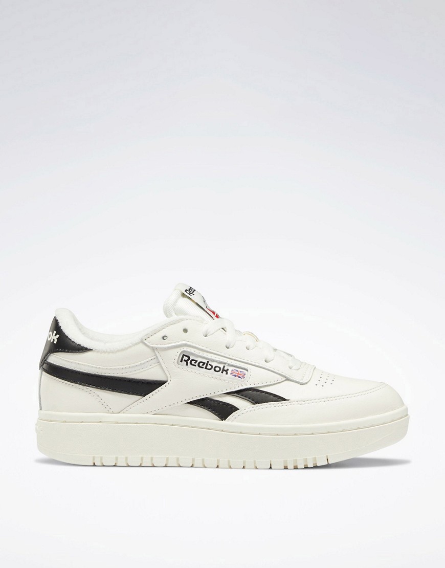 Shop Reebok Club C Double Sneakers With Black Detail In Cream-white