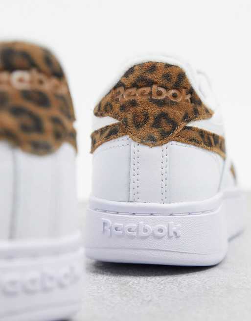 Reebok Club C Double sneakers with leopard print detail exclusive to ASOS