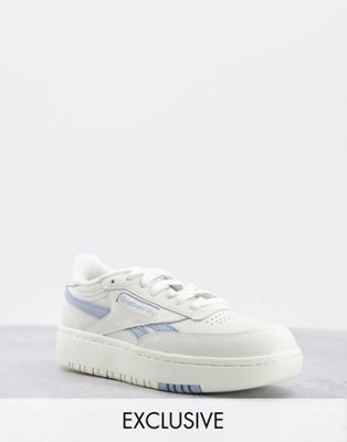 Reebok Club C Double chunky trainers in chalk and baby blue - exclusive to ASOS