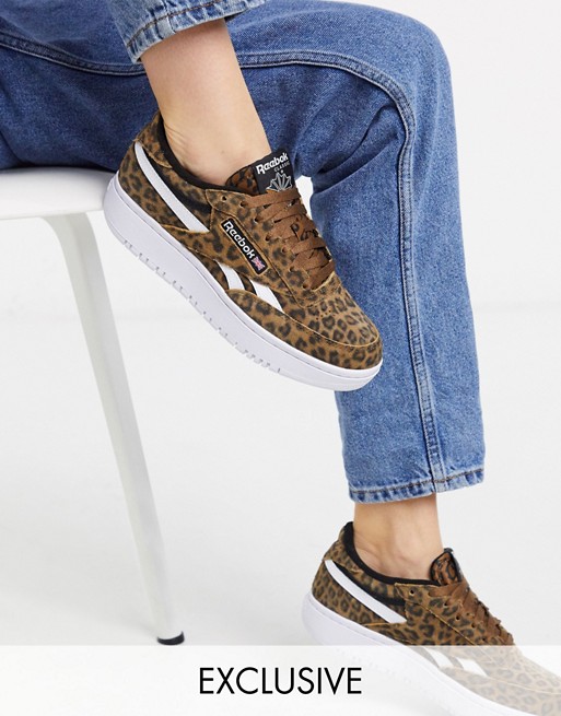 Reebok Club C Double trainers in leopard print exclusive to ASOS