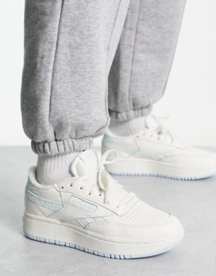 Reebok club C double trainers in white and blue