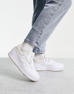 Reebok club C double trainers in white and beige
