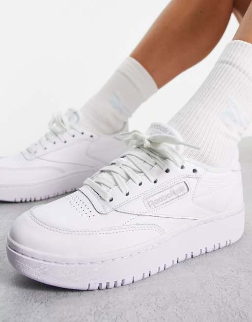 Reebok Club C Double trainers in white and grey