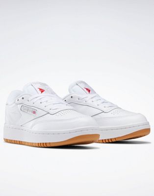 Reebok Club C Double trainers in white and gum sole