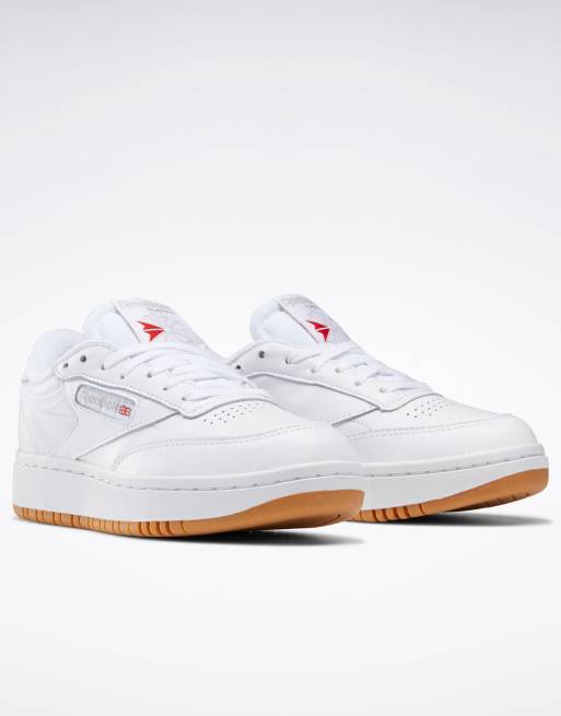 Reebok Club C Double trainers in white and gum sole