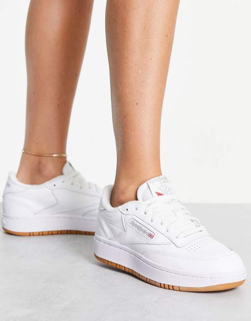 Reebok Club C Double Trainers In White And Gum Sole