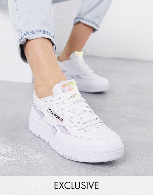 Reebok Club C Double trainers with lilac and iridescent detail exclusive to ASOS