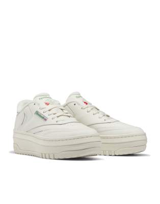 reebok classic club c vintage trainers in chalk with green