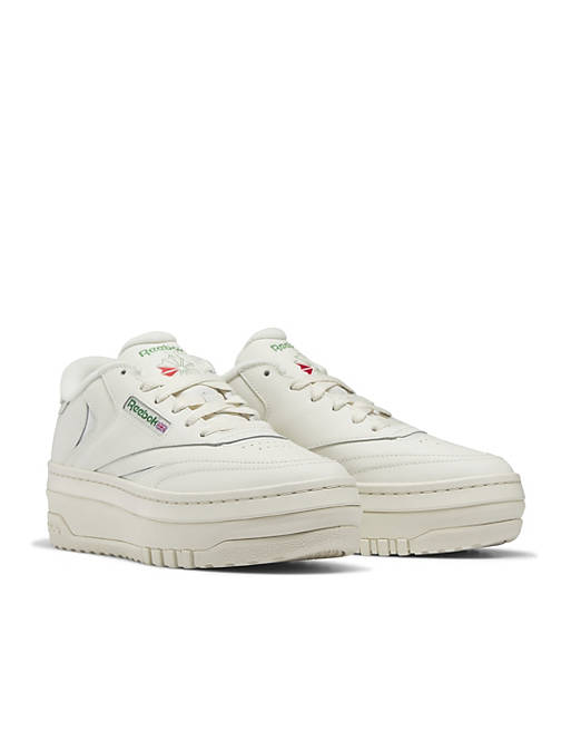 Reebok Club C Extra sneakers in chalk with green detail | ASOS