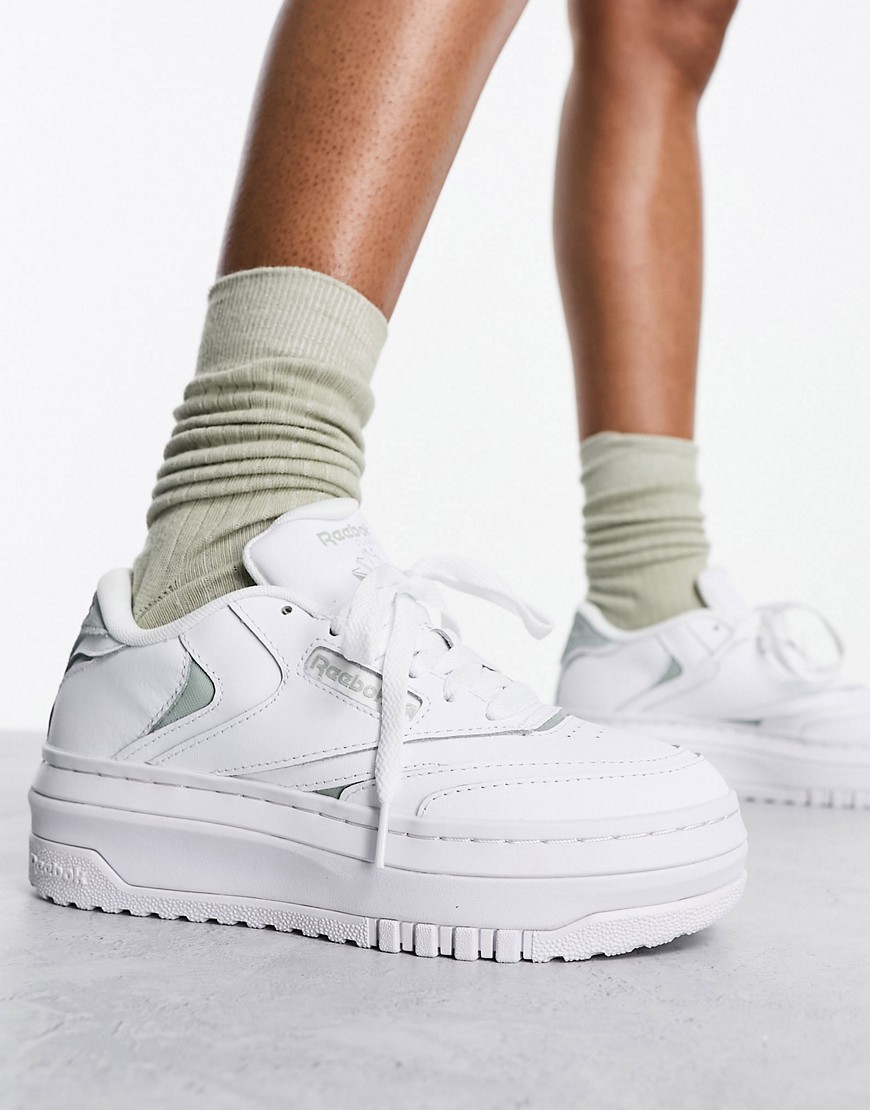 Reebok Club C Extra sneakers in white with sage detail