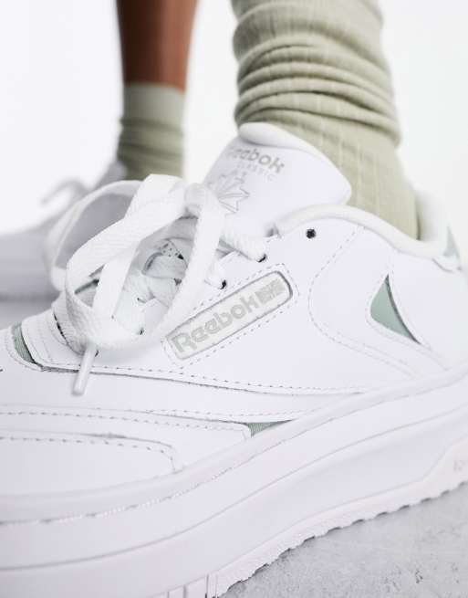 Reebok Club C Extra sneakers in white with sage detail