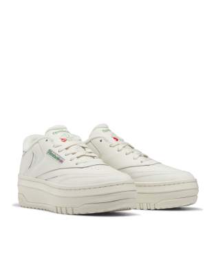 Reebok Club C Extra Trainer In Chalk & Green Sneakers In Green