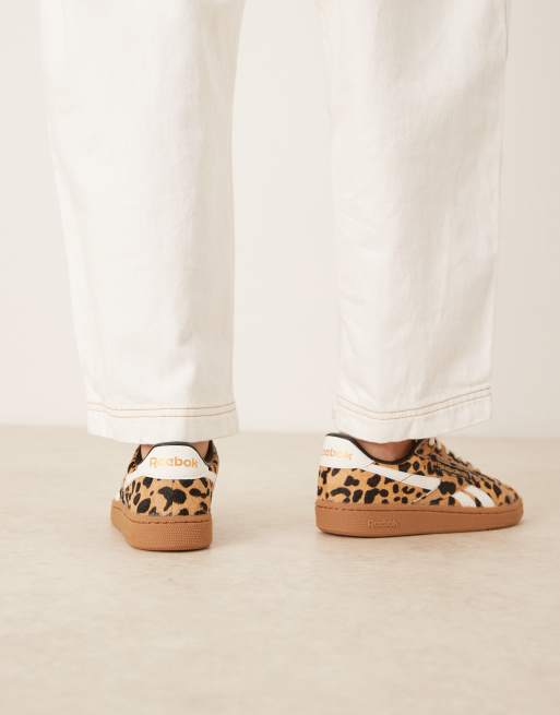 Reebok Club C Grounds in leopard print with pony hair, 3 of 5