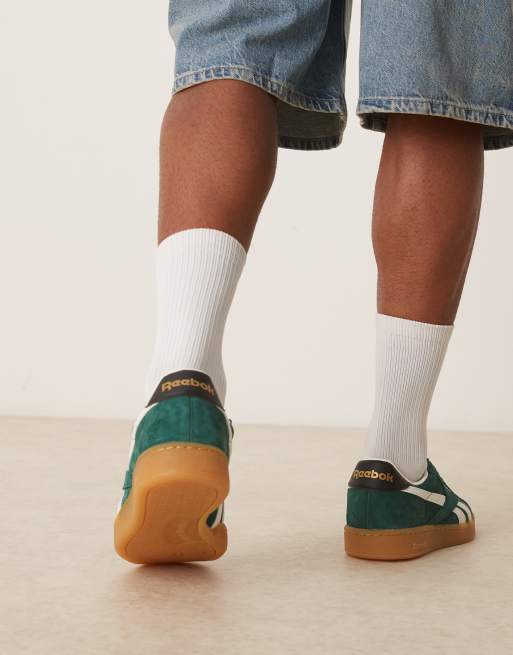 Reebok Club C Grounds sneaker in collegiate green and white detail
