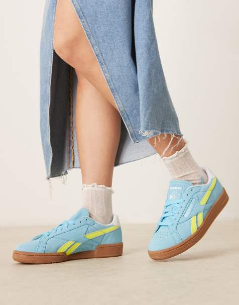 Reebok Club C Grounds sneakers in blue and yellow detail with gumsole - view 1