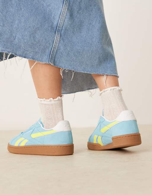 Reebok Club C Grounds sneakers in blue and yellow detail with gumsole, 3 of 5