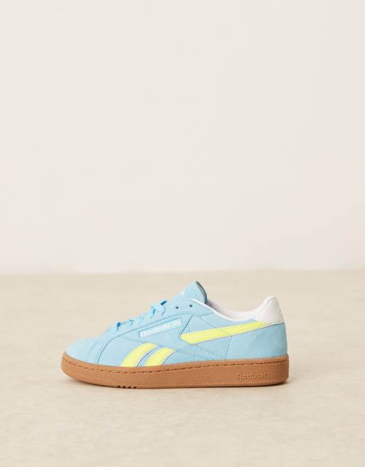 Reebok Club C Grounds sneakers in blue and yellow detail with gumsole, 4 of 5