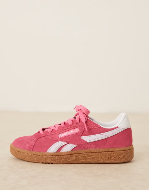 靴 grounds CLAY PINK Reebok Club C Grounds sneakers in pink and white detail with