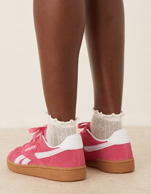 Reebok Club C Grounds sneakers in pink and white detail with