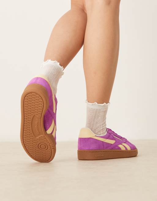 Reebok Club C Grounds sneakers in purple and white detail with gumsole, 2 of 5