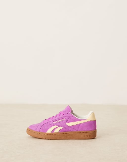 Reebok Club C Grounds sneakers in purple and white detail with gumsole, 3 of 5