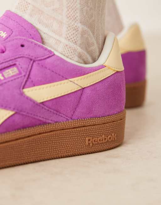 Reebok Club C Grounds sneakers in purple and white detail with