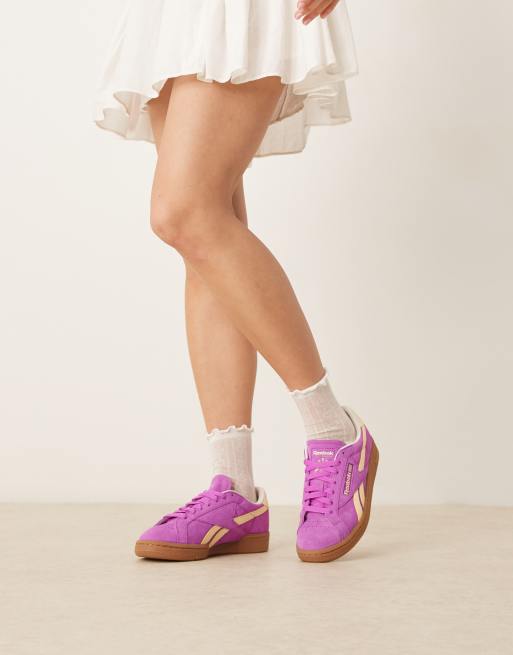 Reebok Club C Grounds sneakers in purple and white detail with