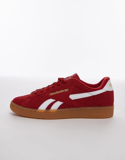 Reebok Club C Grounds suede trainers with gum sole in red ASOS