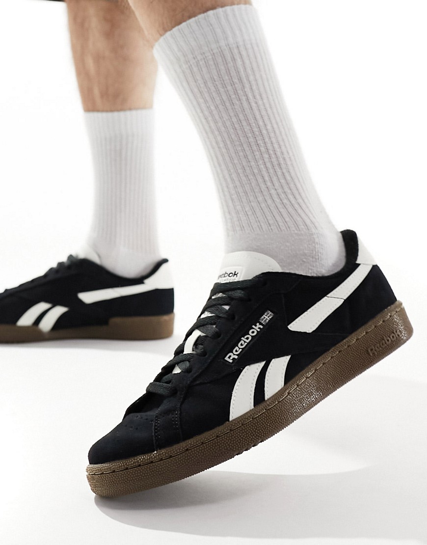 Reebok Club C Grounds trainers in black with gum sole