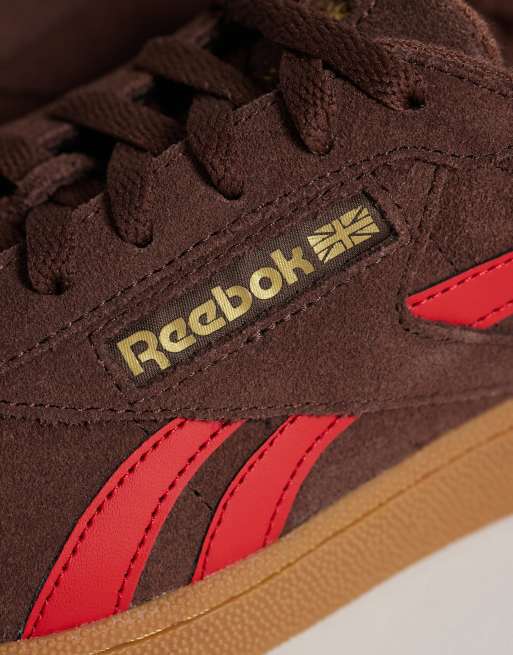 Reebok Club C Grounds UK sneakers in brown and red, 4 of 5