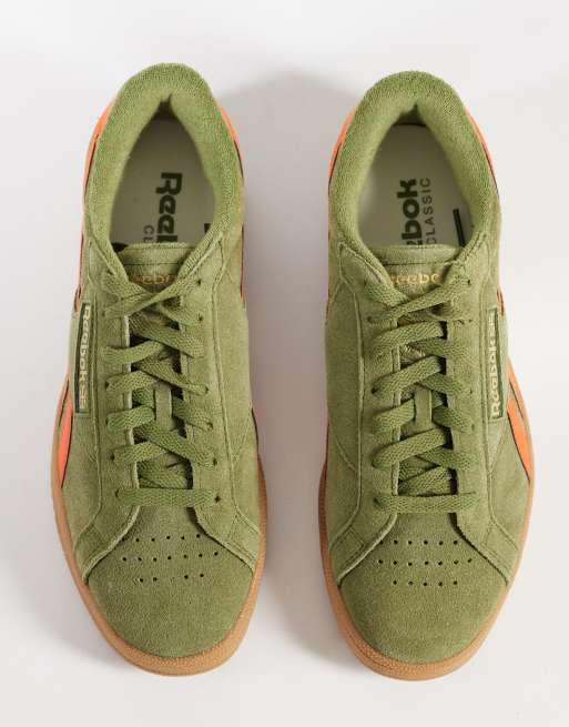 Reebok Club C Grounds UK sneakers in green and orange, 3 of 5