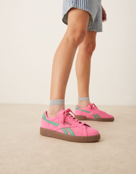 Reebok Club C Grounds UK sneakers in pink and green detail - view 1