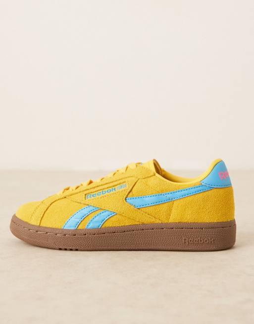 Reebok Club C Grounds UK sneakers in yellow and blue detail, 2 of 5