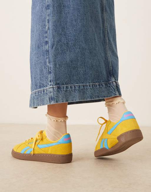 Reebok Club C Grounds UK sneakers in yellow and blue detail, 5 of 5