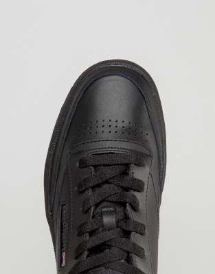 reebok club c leather trainers in black ar0454