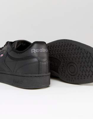 reebok club c leather trainers in black ar0454