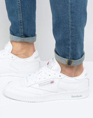 reebok club c leather trainers in white ar0455